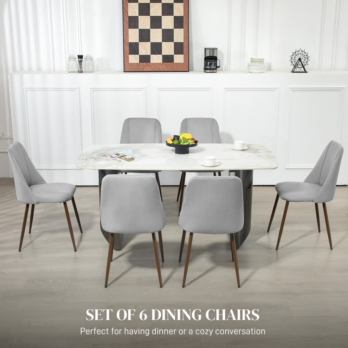Juego de 6 sillas de comedor de terciopelo
