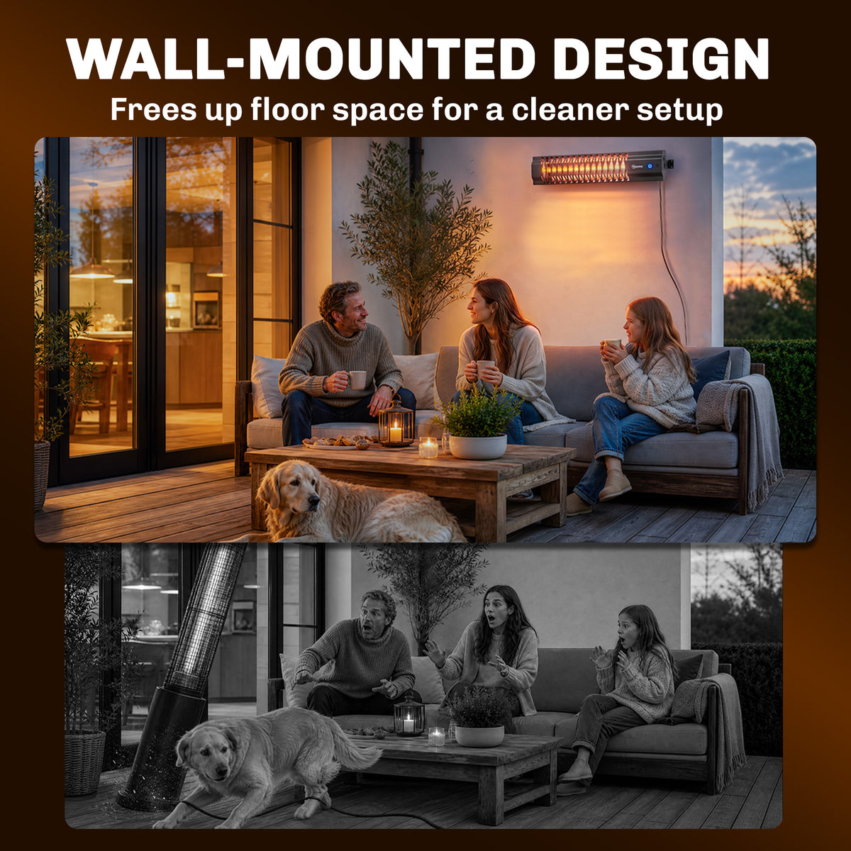 1500 W Electric Wall-Mounted Infrared Patio Heater