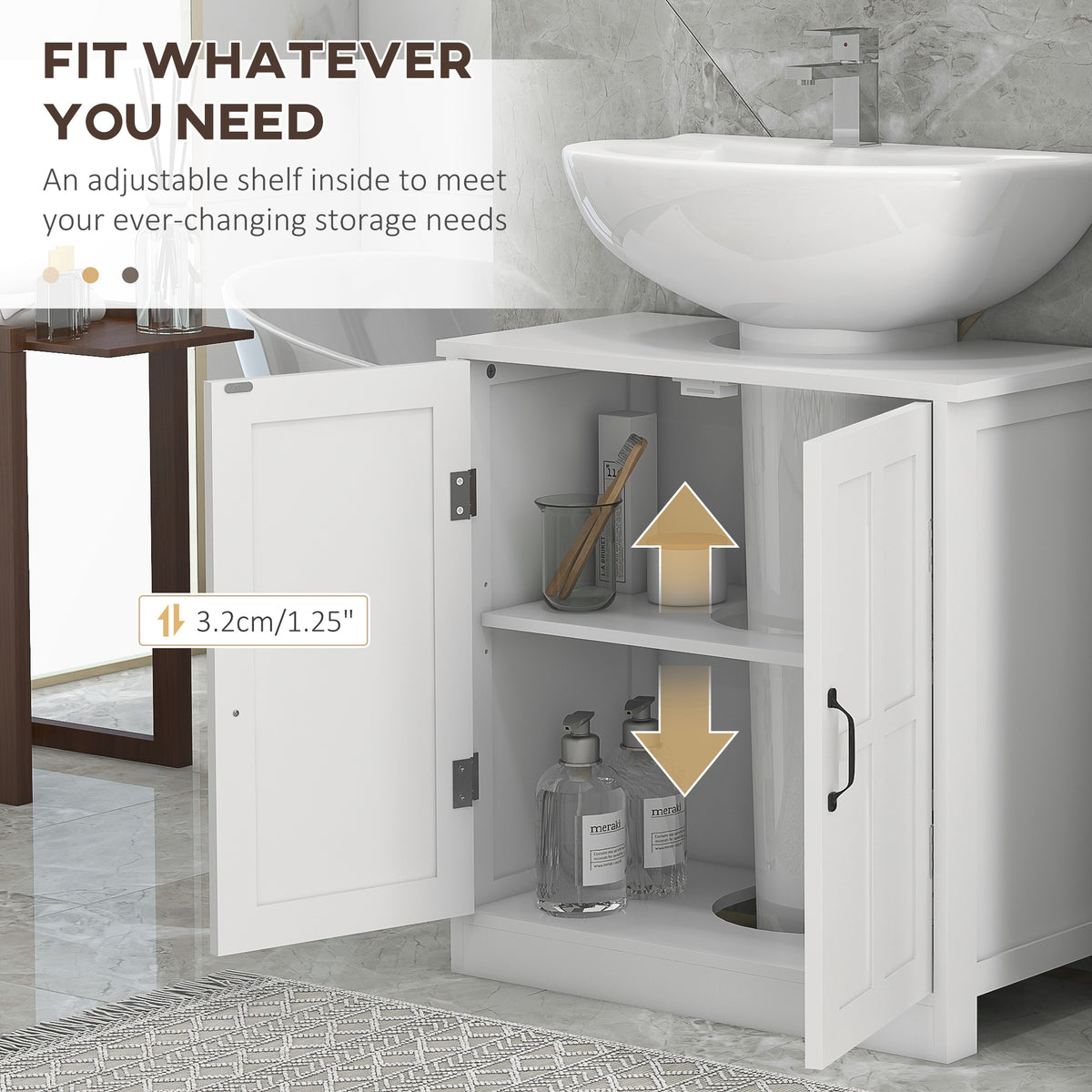 Under Sink Cabinet Double Door with Adjustable Shelf