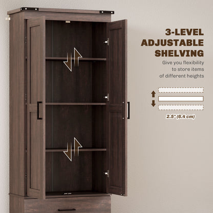 Tall Kitchen Pantry Cabinet 4-Tier with Drawers