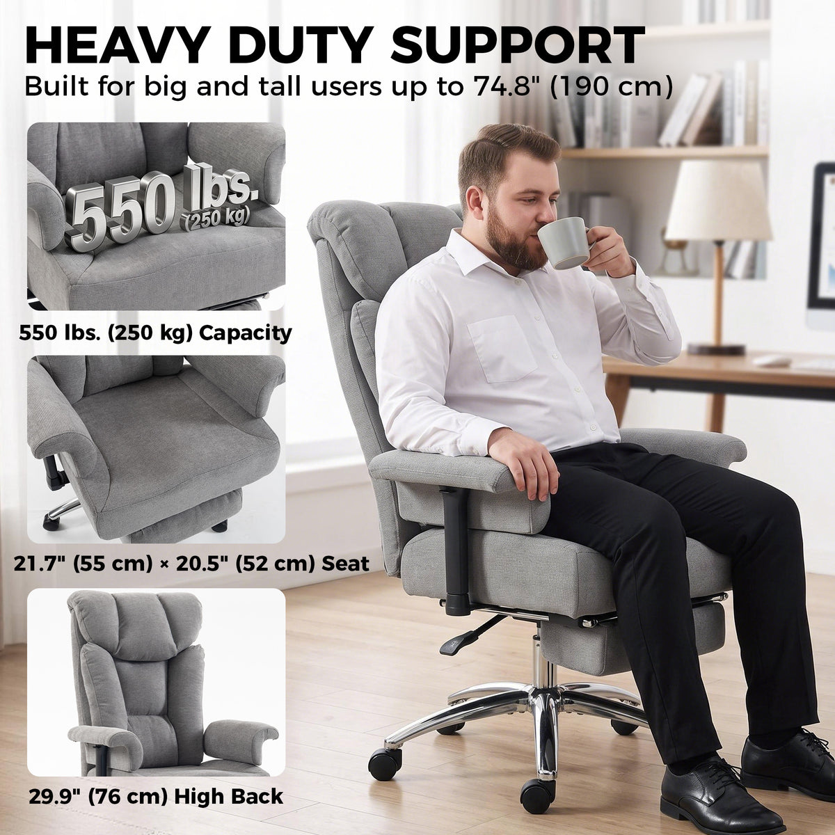 Heavy-duty big and tall ergonomic office chair