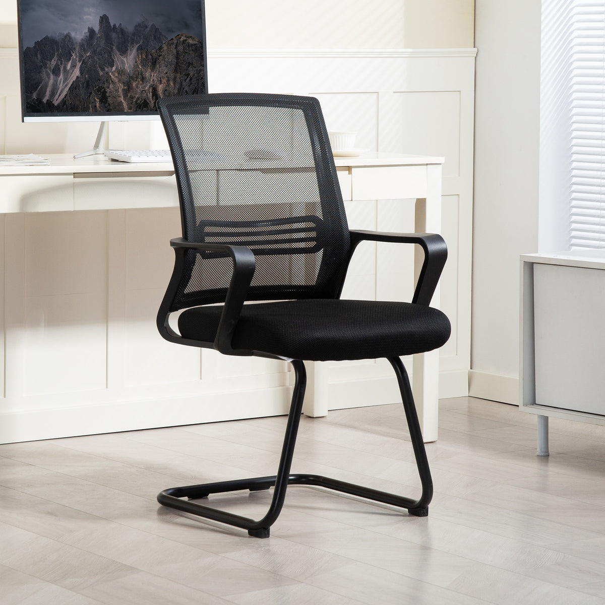 Silla de oficina ergonómica sin ruedas con base de trineo