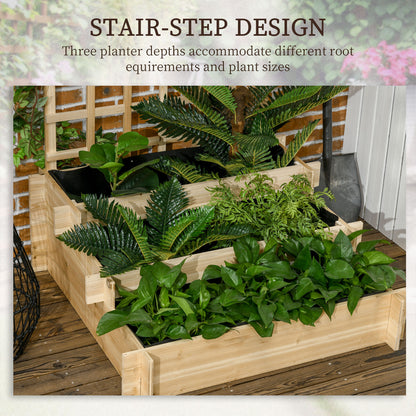 Jardinera elevada de 3 niveles con celosía