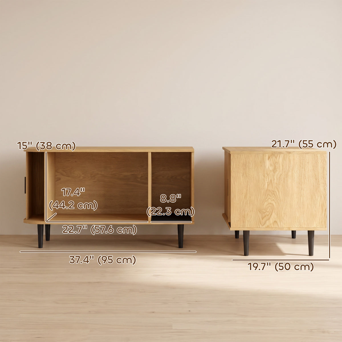 Modern Sliding Cat Litter Box Enclosure End Table