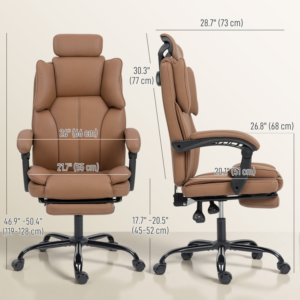 Ergonomic reclining office chair with footrest