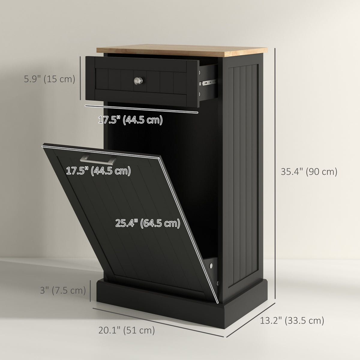 Tilt-Out Trash Cabinet with Drawer