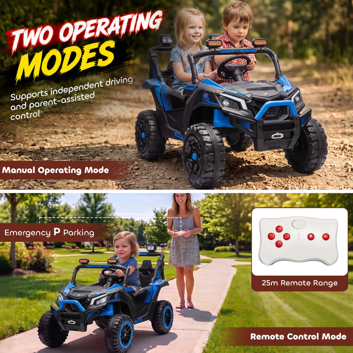 24V 2-Seater Kids Ride On Truck Car — Remote Control