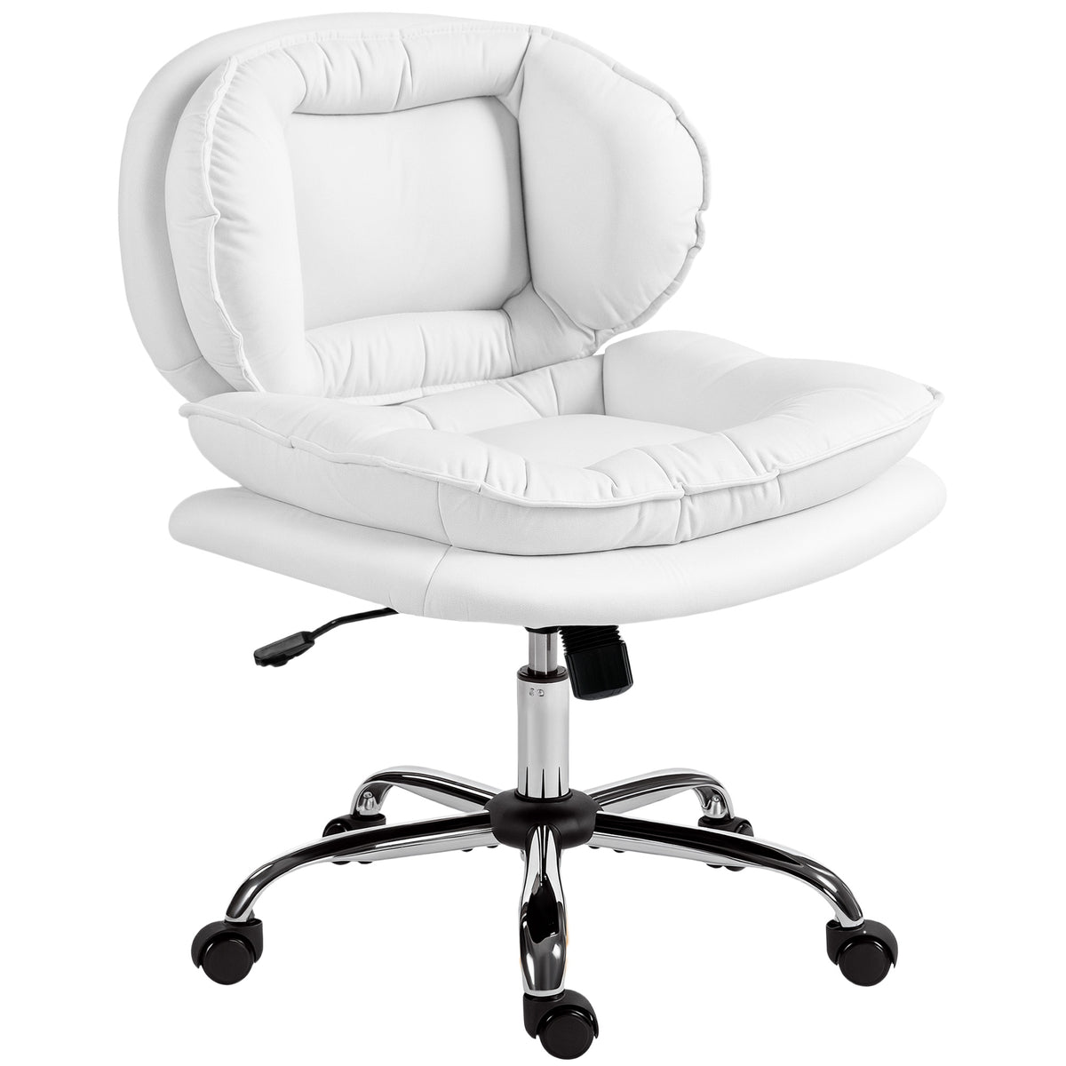 Swivel wide office chair without arms leathaire