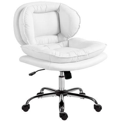 Swivel wide office chair without arms leathaire