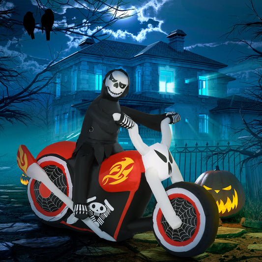 6 ft Inflatable Grim Reaper Motorcycle Decoration LED