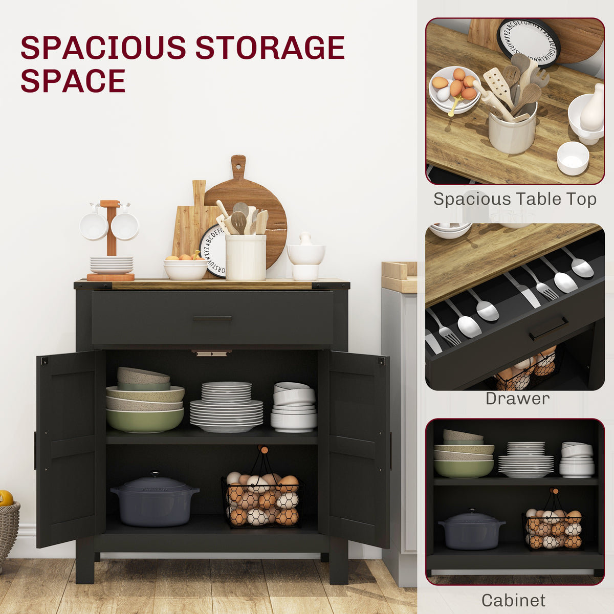 ਡਰਾਅਰ ਅਤੇ ਟੇਬਲਟ ਵਾਲਾ ਫਰਮੇਟ ਸਟਾਈਲ ਰਸੋਈ ਬਫੇ