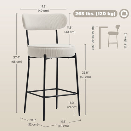 Upholstered Corduroy Bar Stools — Set of 2