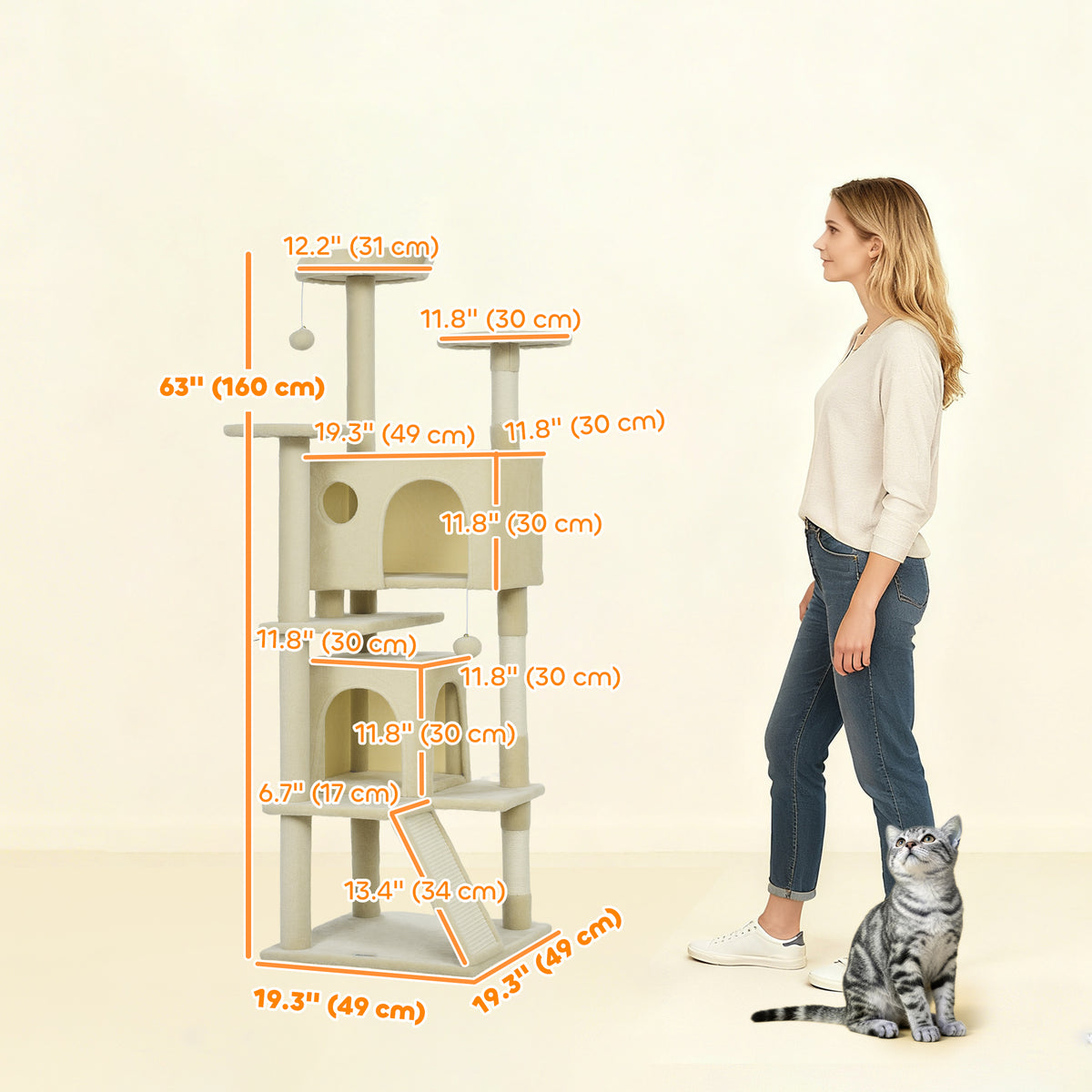 Árbol para gatos de varios niveles de 160 cm