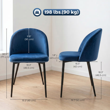 Dining chairs mid-back velvet upholstery set of 2