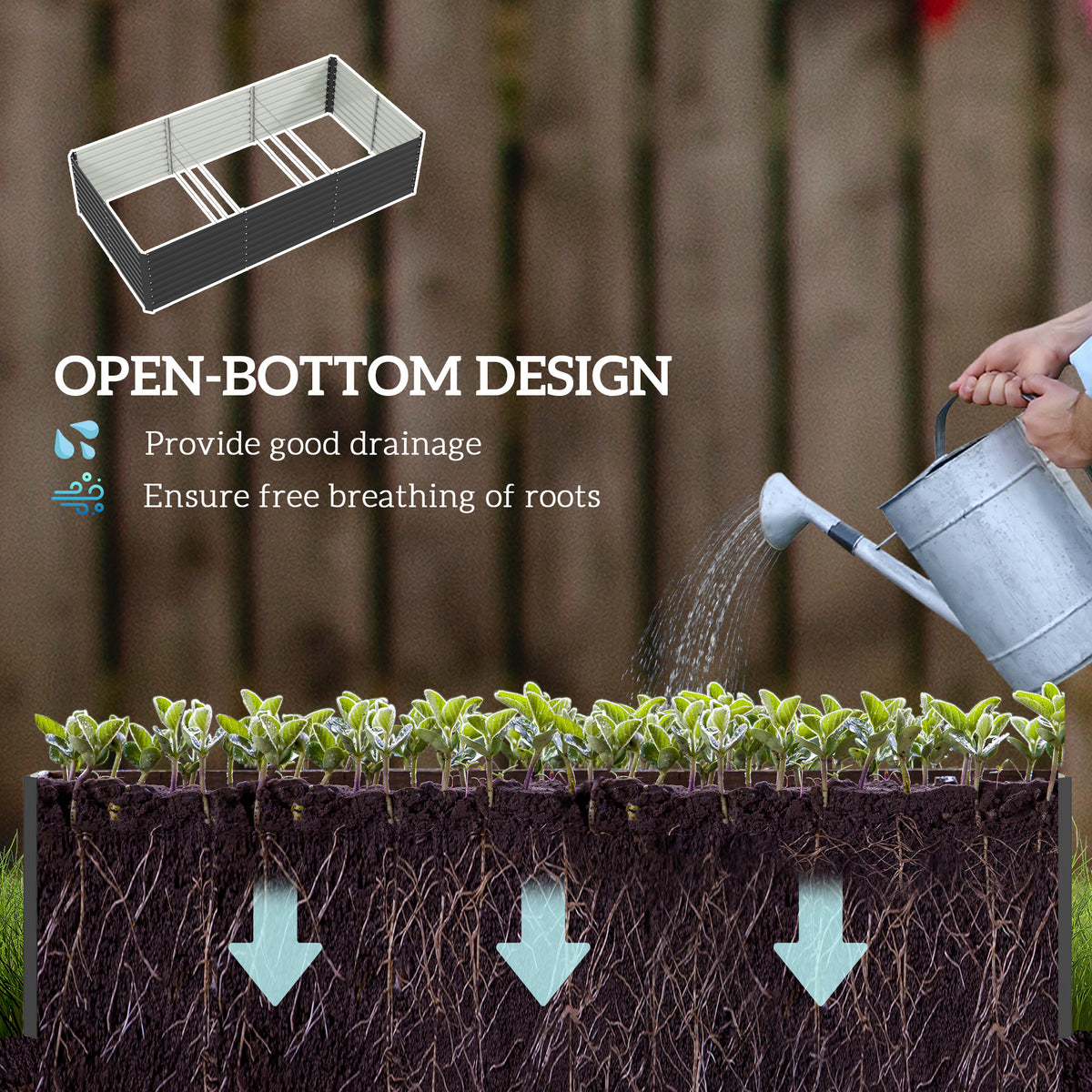 240x120x60cm Raised Garden Bed - Black Galvanized Planter