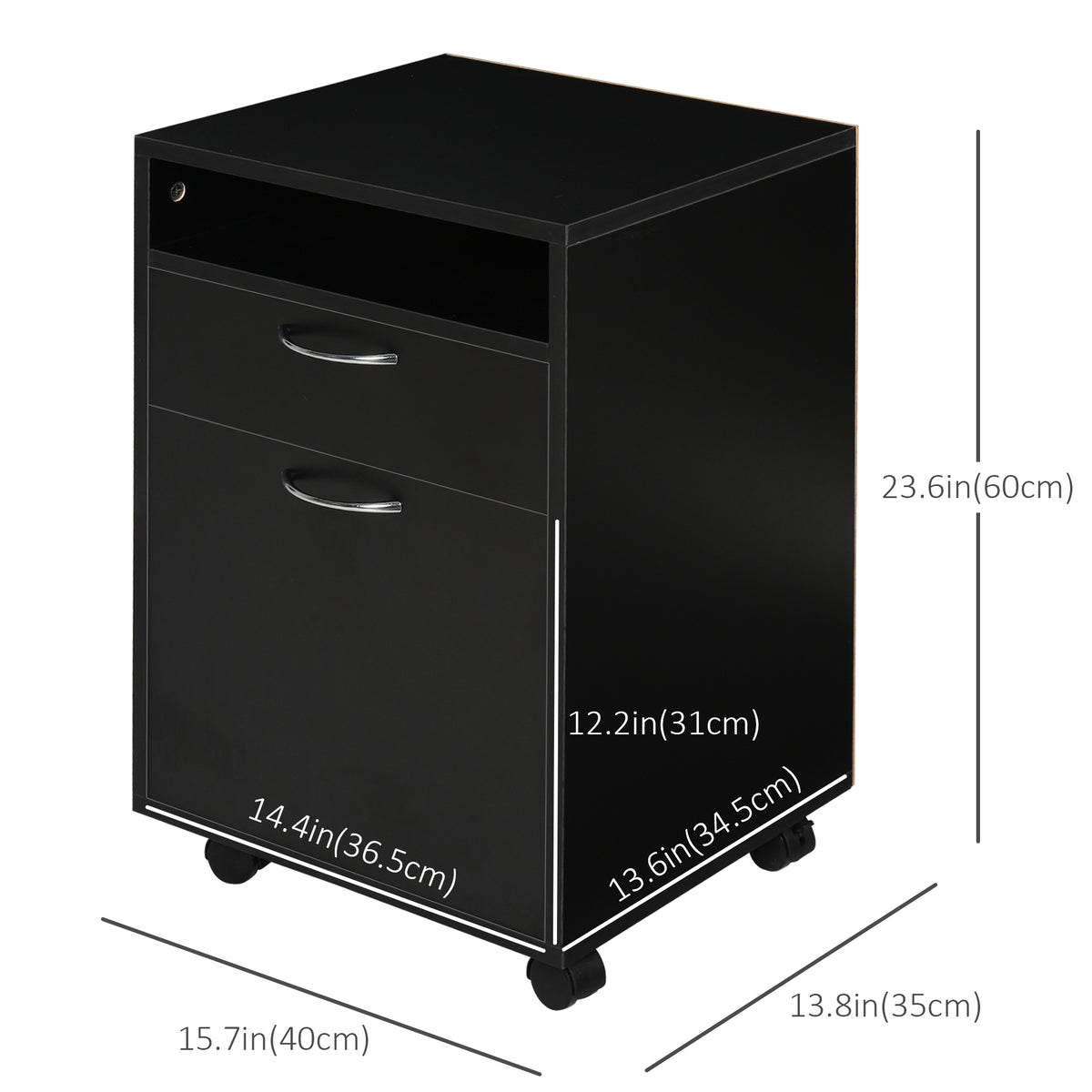 Compact Mobile File Cabinet with Shelf and Drawer
