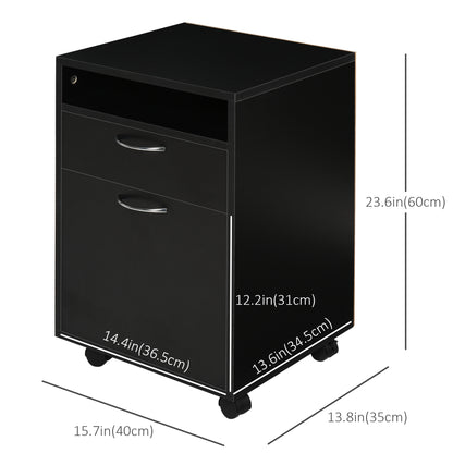 Compact Mobile File Cabinet with Shelf and Drawer