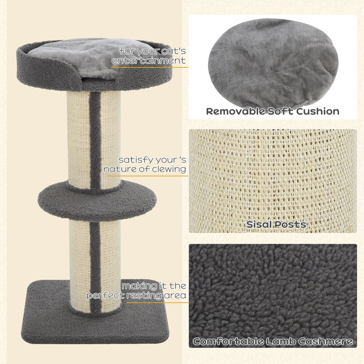 Multi-Tier Cat Tree with Sisal Scratching Post and Bed