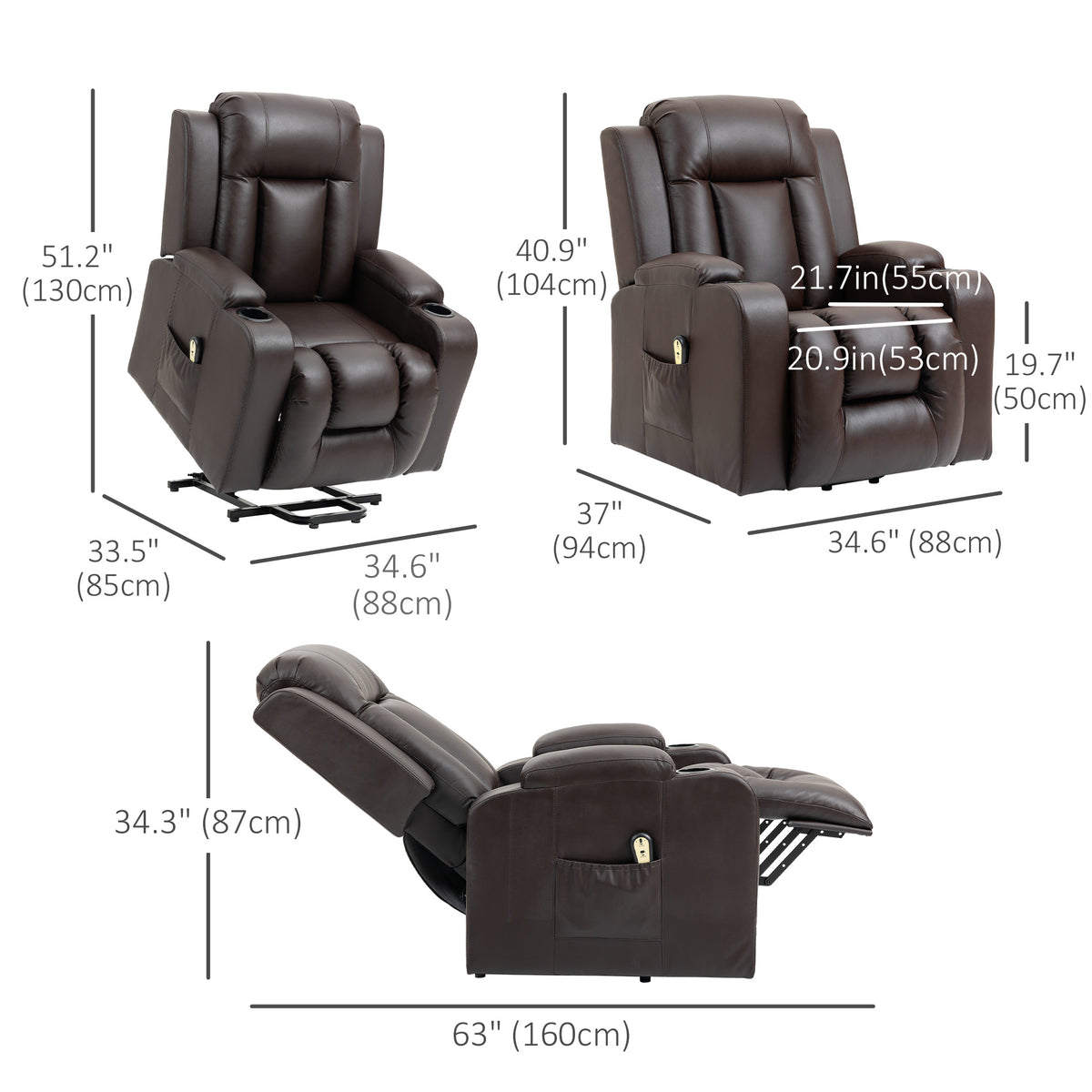 Sillón reclinable y elevador eléctrico de cuero sintético