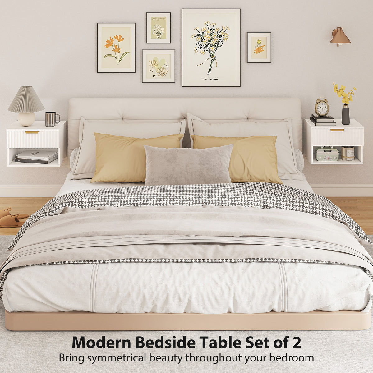 Floating bedside tables wall mounted — Set of 2