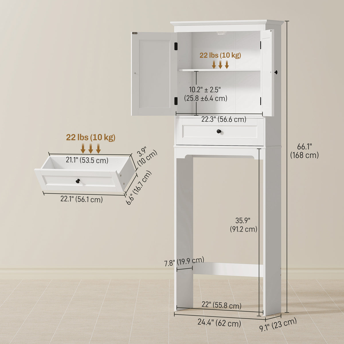 Over The Toilet Storage Cabinet with Drawer