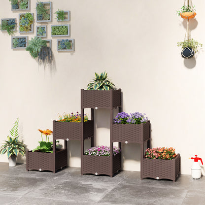 Jardinera elevada modular con depósito — gris