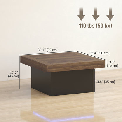 Square Coffee Table with 16-Colour LED Lights