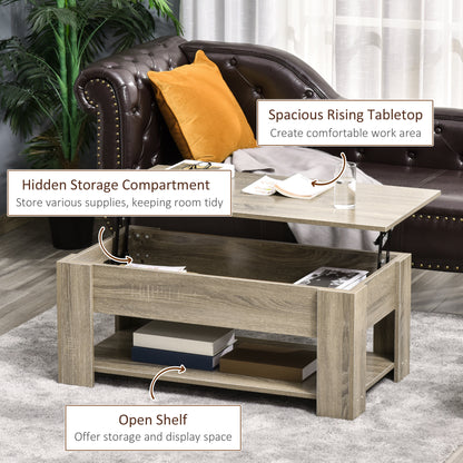 Lift Top Coffee Table with Hidden Storage and Open Shelf