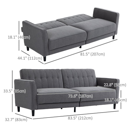 Convertible Button-Tufted Sofa Bed Adjustable Back