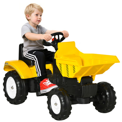 Kids Pedal Ride-On Tractor with Manual Bucket