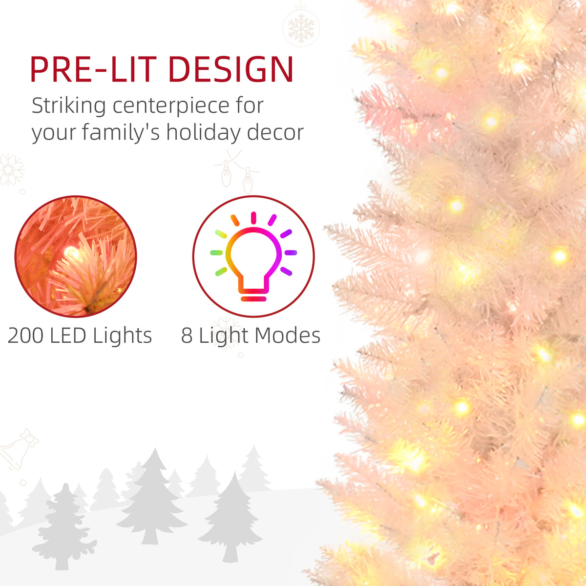 Prelit Pencil Artificial Christmas Tree LED Lights