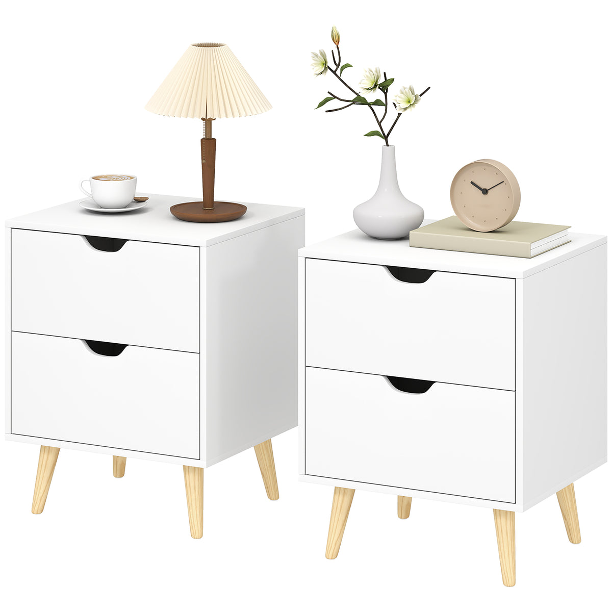 Modern bedside tables set of 2 drawers