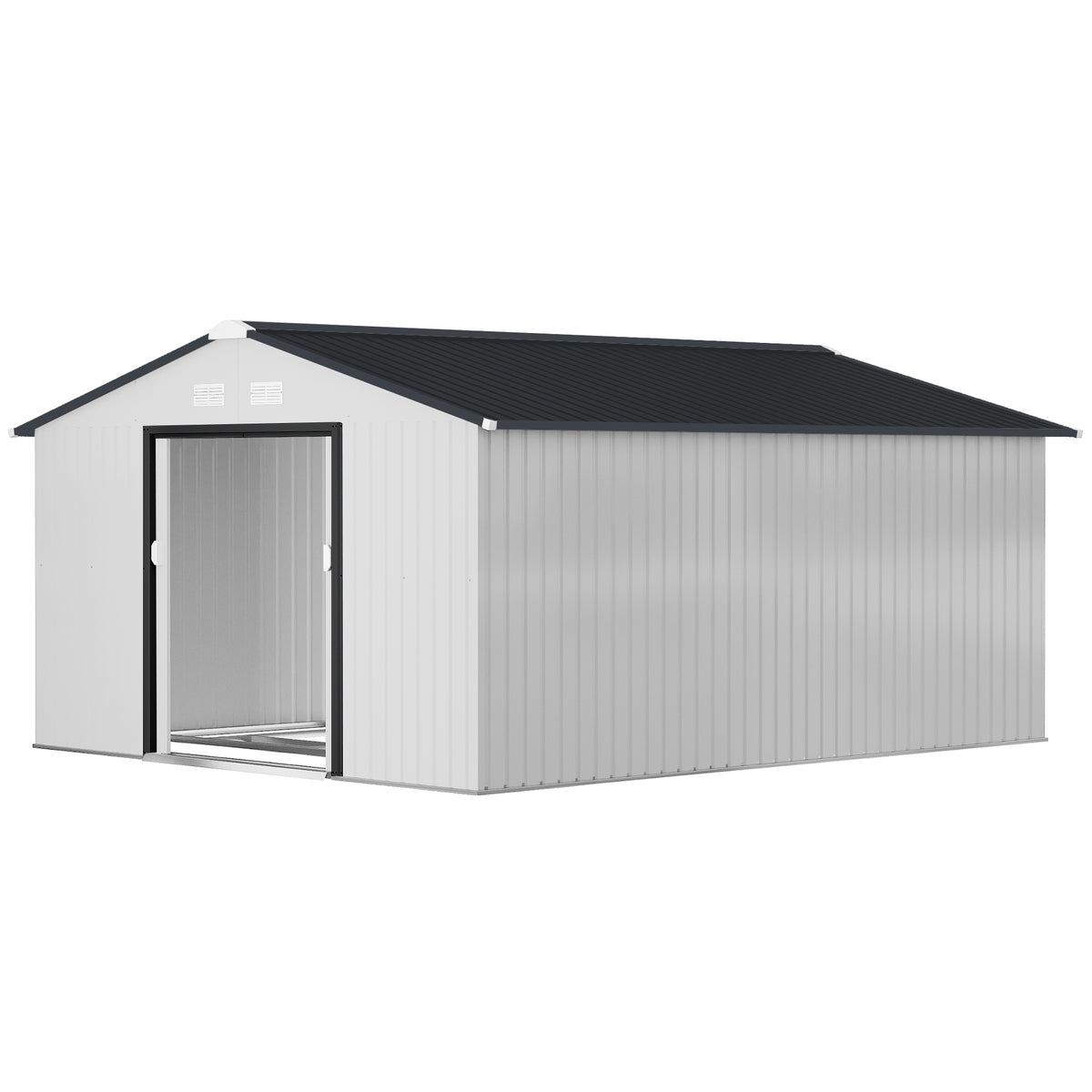 Galvanized Steel Garden Shed with Double Sliding Door