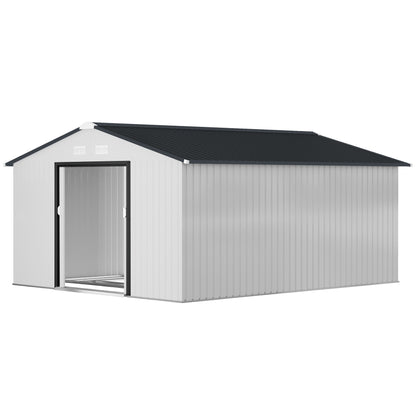 Galvanized Steel Garden Shed with Double Sliding Door