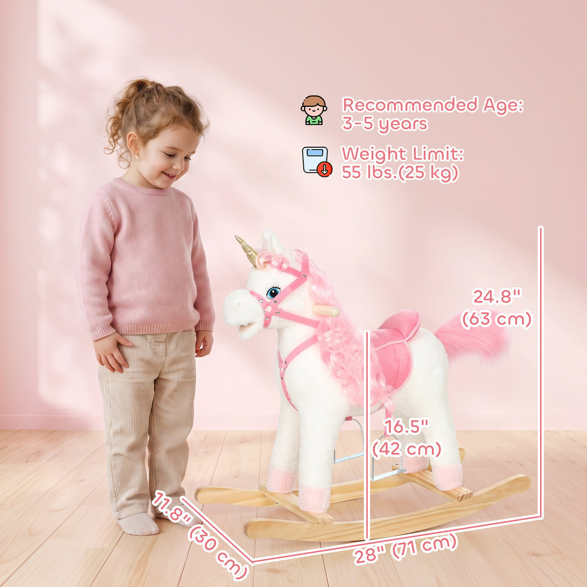 Baby unicorn rocking horse toy
