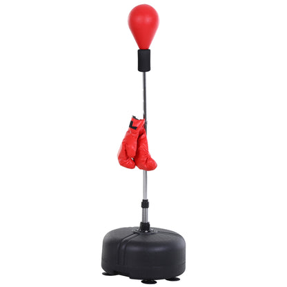 Saco de boxeo con soporte ajustable y guantes