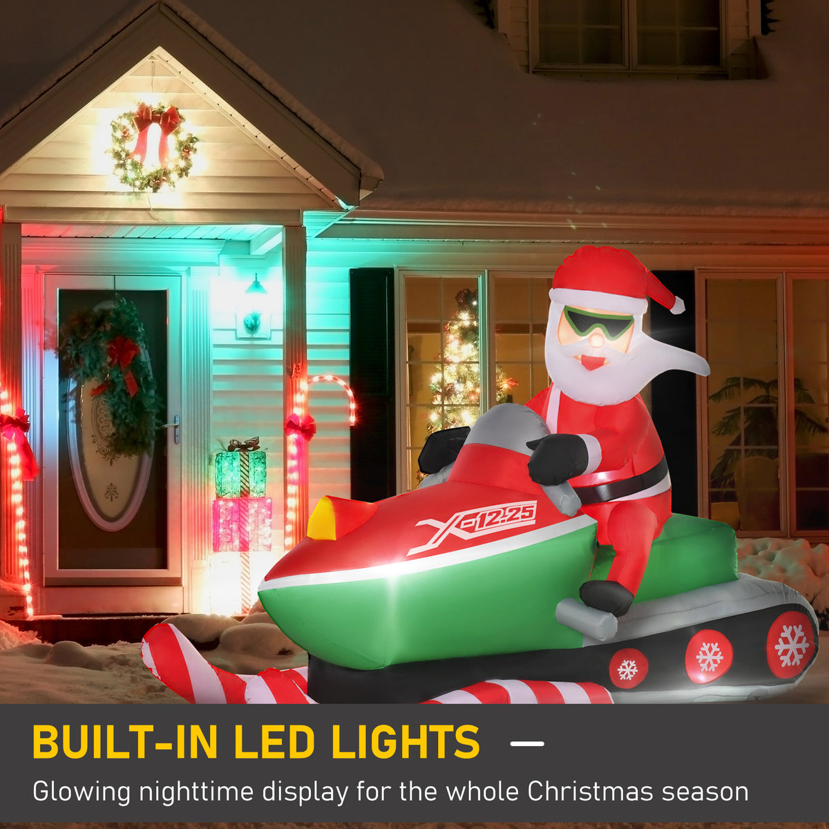 Decoración inflable navideña de Papá Noel en moto de 5,5 pies