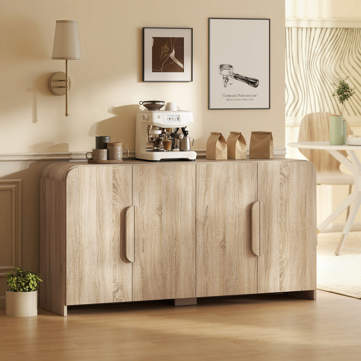 Aparador de cocina moderno con puertas de cierre suave