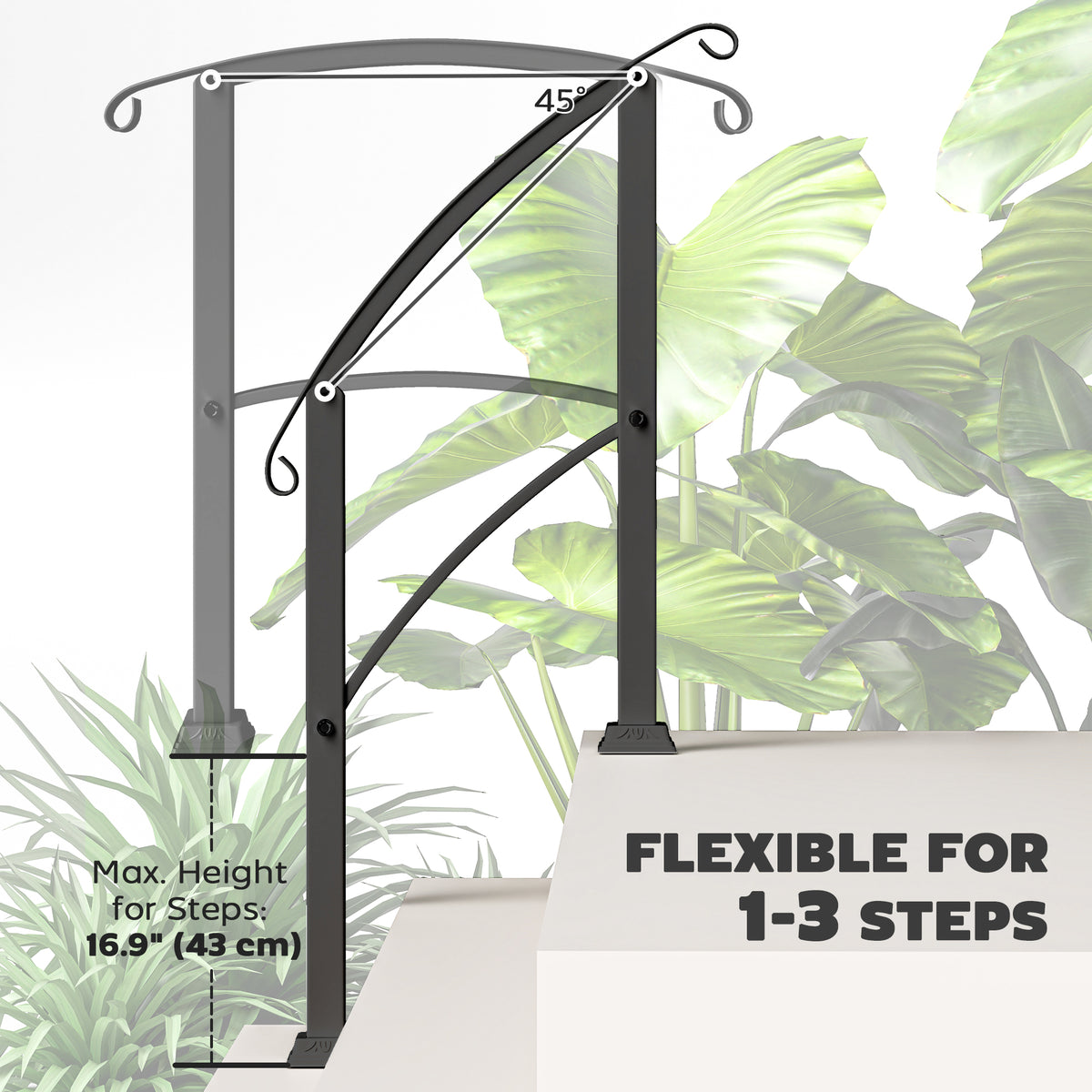 Rampa de escalera ajustable de 1 a 3 peldaños de acero