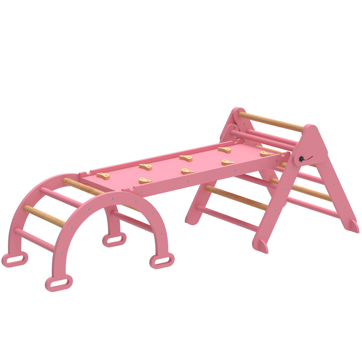 7-in-1 Foldable Wooden Pikler Triangle Set
