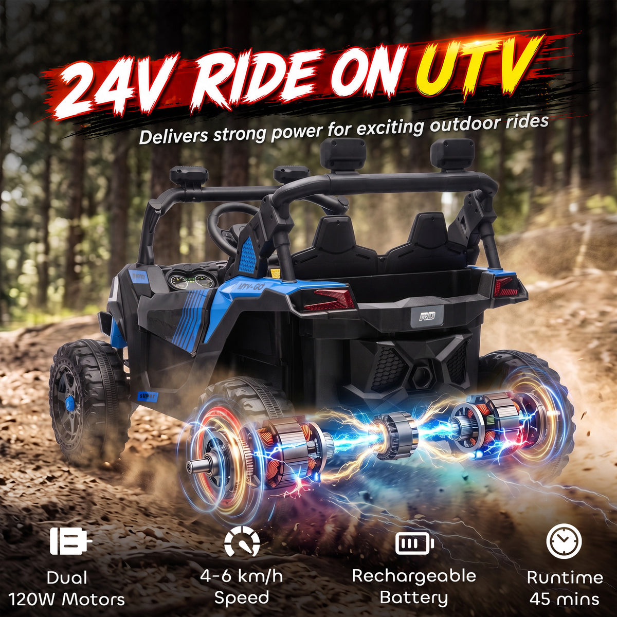 24V 2-Seater Kids Ride On Truck Car — Remote Control
