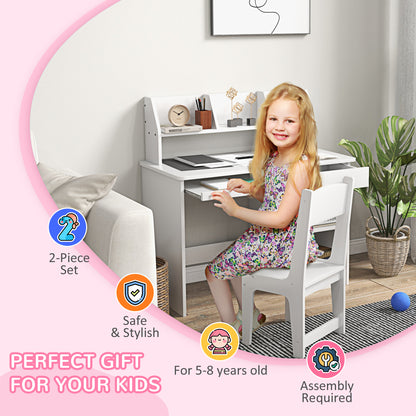 Kids Study Desk and Chair Set with Storage — Set of 2