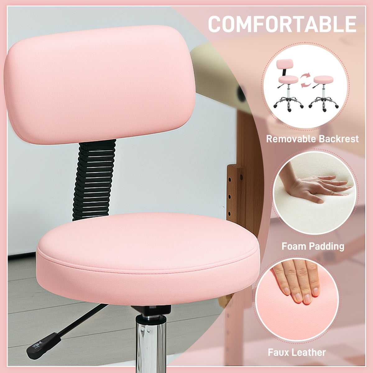 Taburete giratorio ajustable con respaldo