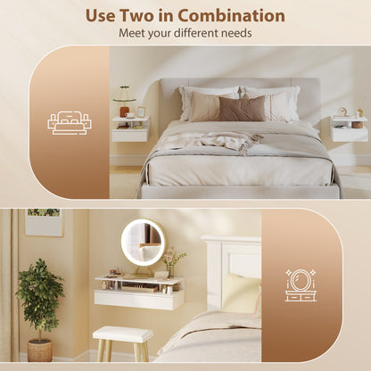 Floating Wall-Mounted Nightstand Set with Drawer — Set of 2