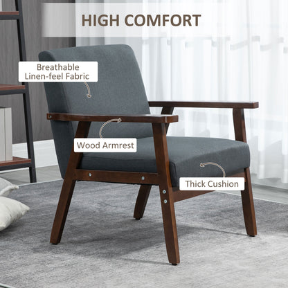 Sillón auxiliar acolchado con reposabrazos de madera