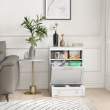 Pet feeder station with storage cabinet and bowls