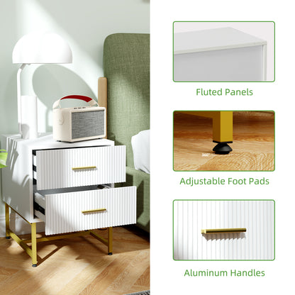 Modern Nightstands with Fluted Drawers 2 Piece Set