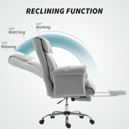 Silla de oficina ergonómica reclinable con reposapiés