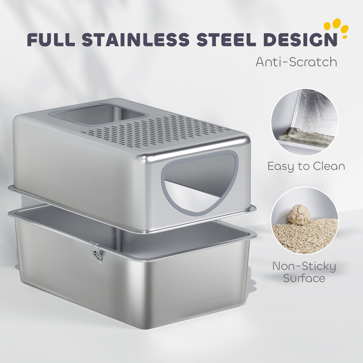 Enclosed Stainless Steel Cat Litter Box