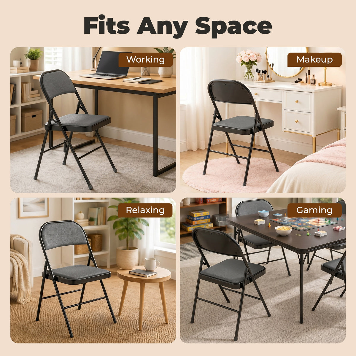 Set of 4 metal folding chairs